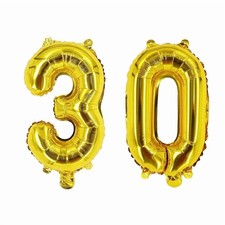 Gold Number 30 Foil Balloon Set for 30th Birthday Party Decorations