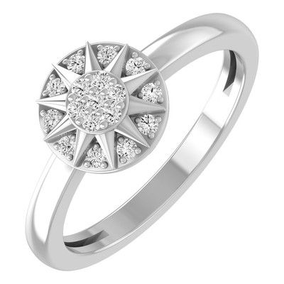 0.13Ct Diamond 10K White Gold Composite & Cluster Ring Size 7 for Women 2.34gm