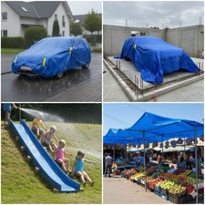 Blue Waterproof Tarpaulin - Universal Car Cover & Ground Sheet. Multipurpose