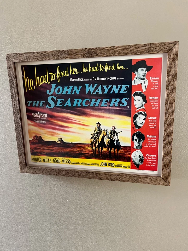 JOHN WAYNE - The Searchers 56  Lobby Card- Beautiful Museum Framed Oak Shadowbox - Image 4 of 4