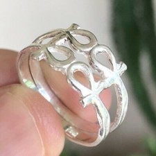 Hand Made Ankh Key to life  longevity Egyptian Solid Silver Ring size Various