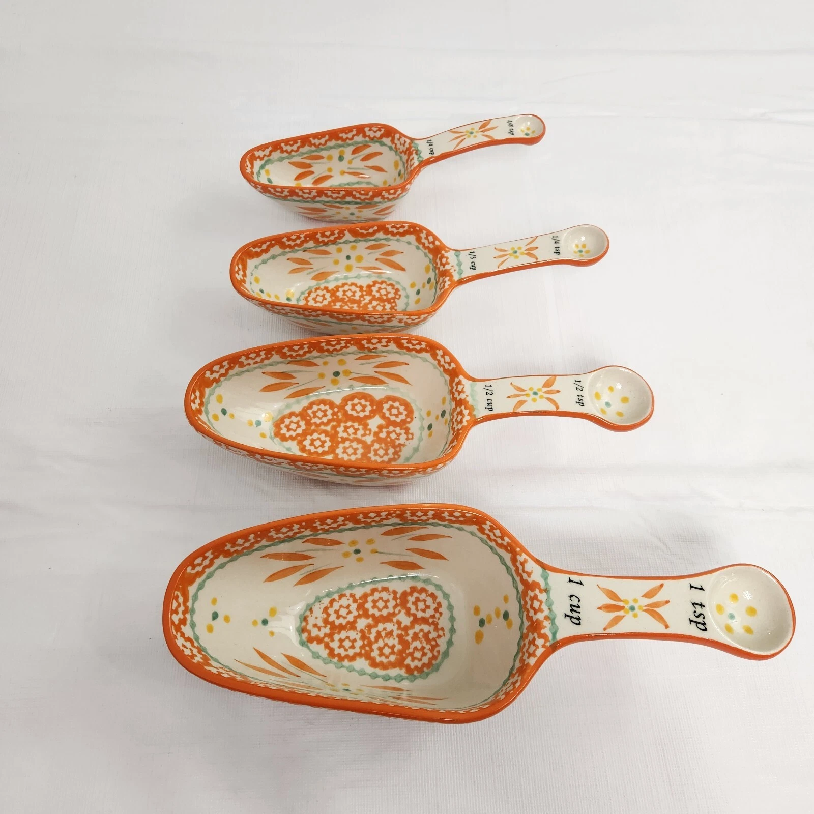 Temptations Old World Tangerine Measuring Cups Spoons Nesting Set of 4 Orange