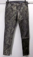 J Brand Skinny Coated Mid Rise Legging Jeans (30) Grey Golden Snake Print USA