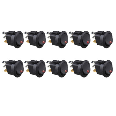 10 X Auto 12V Rund Rocker Punkt Boot Rot LED Licht Kippschalter Spst auf / Off