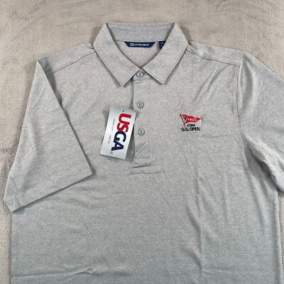 LACC 123rd U.S. Open X Cutter & Buck Polo Shirt Men Medium Grey Performance NWT