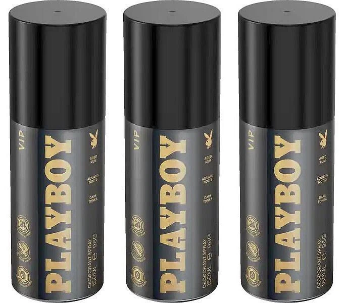 Playboy VIP Deo Spray Deodorant Bodyspray 24h Schutz ohne Aluminium 3x 150ml NEU