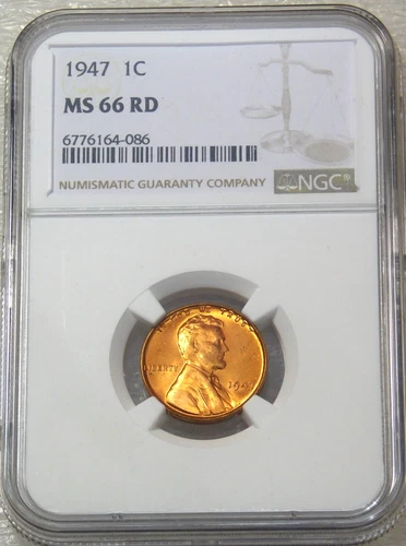 1947 P Lincoln Cent NGC MS66RD Full Red with Strong Luster, PQ #J426Z