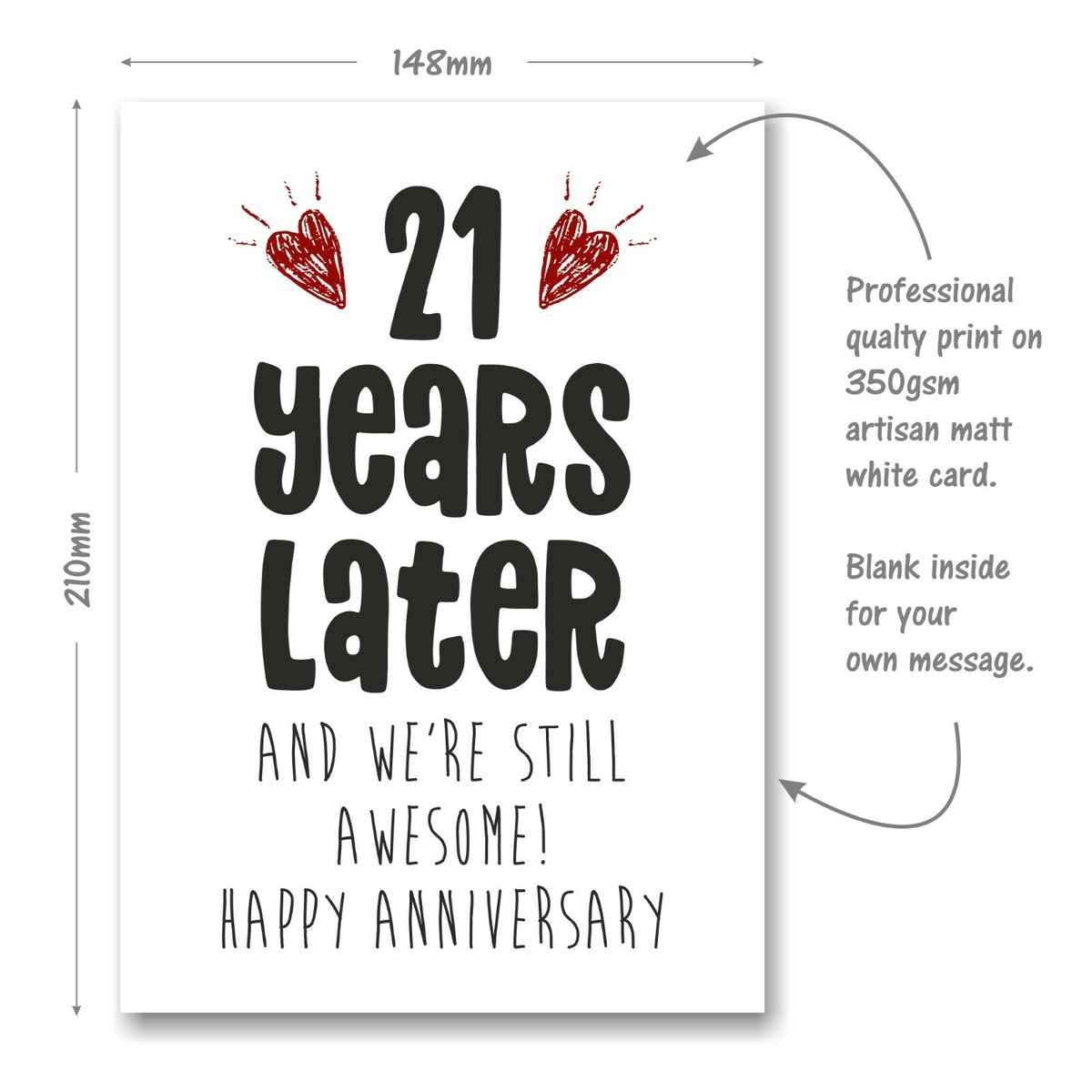 21st Anniversary Card 21 Years Still Awesome Him Her Wedding Twenty  First