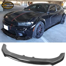 Fit 20-23 Charger SRT Widebody V3 Front Bumper Lip Spoiler Carbon Fiber Print PP