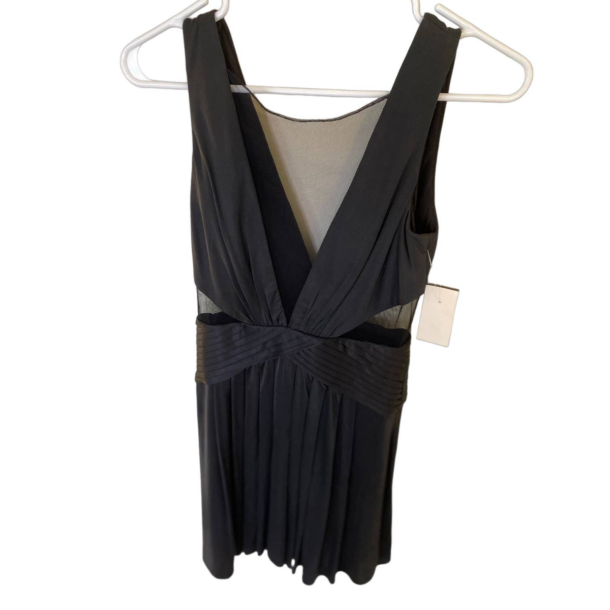 bcbgmaxazria mesh dress BCBGMaxAzria Mesh V-neck Mini Womens Dress Black Size XS