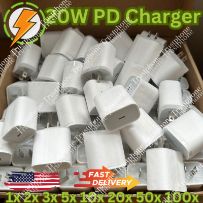 1-100 Lot 20W PD USB-C Power Adapter Fast Wall Charger For iPhone 16 14 13 12 15