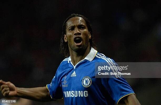 MEN FC CHELSEA 2007/2008 DIDIER DROGBA UEFA SOCCER FOOTBALL SHIRT