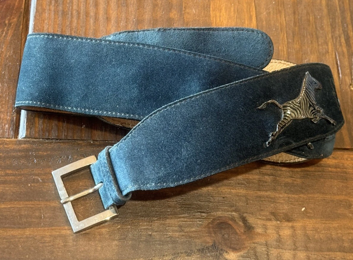 Ceinture Gucci années 60 Niello zèbres émaillés daim petit 85