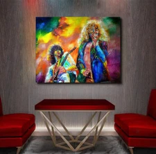 Led Zeppelin Art Jimmy Page and Robert Plant Ready to Hang Stretched hand made