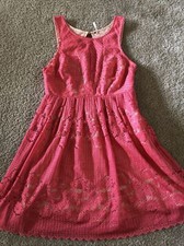 Free People womens 4 pink lace sleeveless open back dress b11