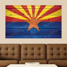 Arizona Flag Distressed Wood Vinyl Wall Decal Sticker Graphic Art - 4 Sizes