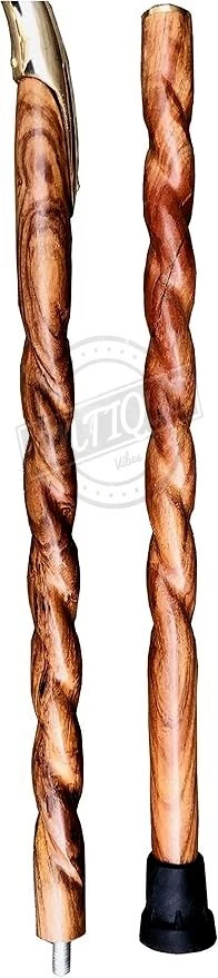 Bastón de madera con mango macizo de caballo victoriano Hames de latón soporte para caminar unisex Foto 3 de 4