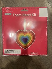 Valentines Day Foam Heart Craft Kit- Rainbow- Makes 1- NEW