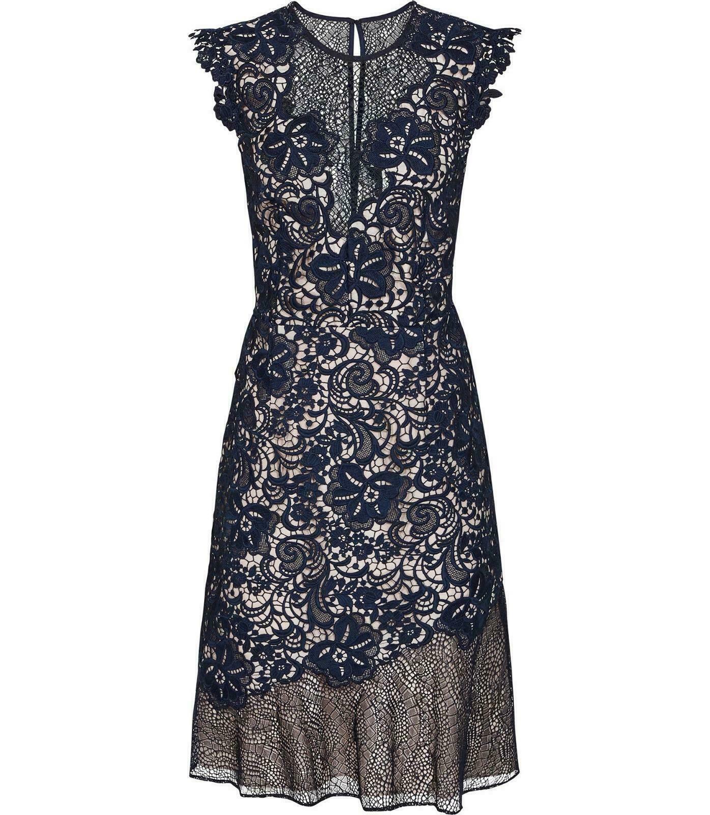 Reiss June Lace Embroidered Dress Navy bluee - Sizes to 16 rrp Reiss June Lace Embroidered Dress Navy bluee - Sizes to 16 rrp
