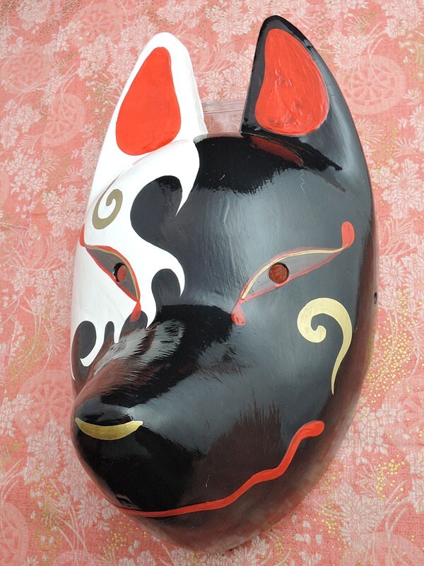 Komendo Full Face Fox Kitsune Mask SHINSHOKU Hand Made Painted