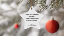 God is our refuge biblical ornament, Psalm 46, comfort peace Scripture verse