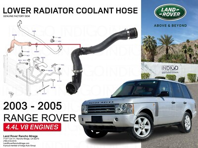2003-2005 Range Rover M62 4.4L V8 Lower Bottom Radiator Coolant Hose PCH001121