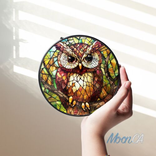 Owl Stained Glass Sun Catcher, Bird Light Catcher, Owl Window Hanging Home Decor - Picture 11 of 11