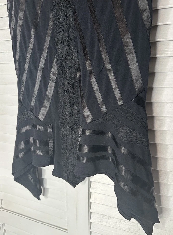 Falda Sirena Lápiz De Colección Y2K Express Encaje Negro Asimétrico Whemsigoth Corpcore S Foto 2 de 4