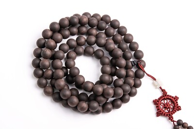 10MM 108 Pcs Brown Black Ebony Blackwood Mala Beads Natural Round Beads 43''