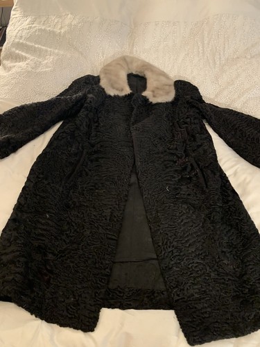 Real Fur Coat Vintage Black Astrakhan 