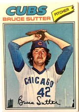BRUCE SUTTER 1977 Topps Rookie card #144 Chicago Cubs pitcher HOF 2006 P5