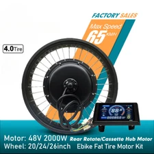 20/24/26Inch Snow Fat Tire 4.0 E-Bike Rear Rotation/Cassette 2000W 48V Motor Kit