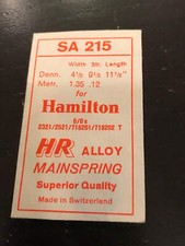 HR Mainspring SA215 for 6/0 Hamilton No. 2321 / 2521 / 718201 / 718202 - Alloy