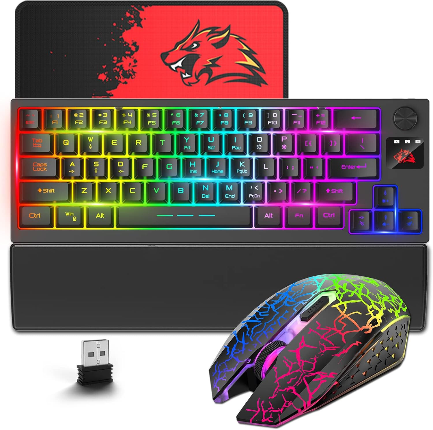 Wireless RGB Gaming Combo Keyboard Mouse and Pad by ZIYOU LANG T50-image