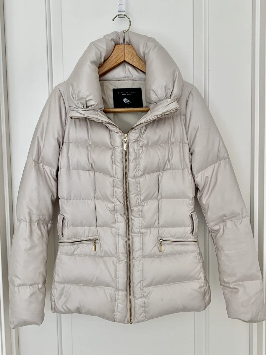 Zara beige sale puffer jacket