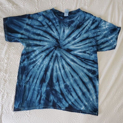 Tie Dye Tee Shirt Youth Large New Unisex Dark Blue hippie vibe