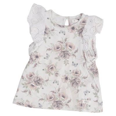 Newbie by KappAhl, Kleid, Größe: 92, Beige/Mehrfarbig, Baumwolle, Blumen #rod