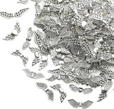 Dahi 200pcs Angel Wing Beads Tibetan Alloy Fairy Wing Charms Wings Spacer Loo...