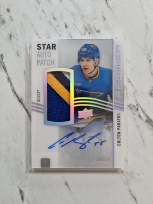 2023-24 Upper Deck Premier Acetate Star Patch Auto Colton Parayko Auto 18/49 St.