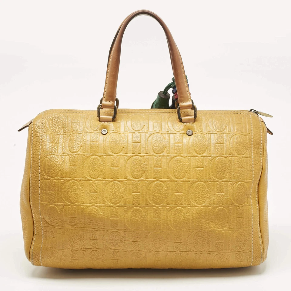 Cartera Andy grande de cuero con monograma beige mostaza Carolina Herrera Foto 4 de 4