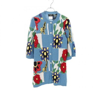 CHANEL Dubai Collection Floral Cardigan Cashmere Blue Multicolor #34 Used Women