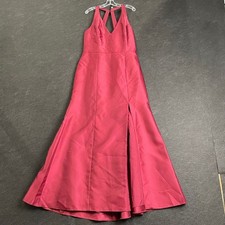 ALFRED SUNG V-Neck Halter Satin Trumpet Gown Women's Size 10 Burgundy