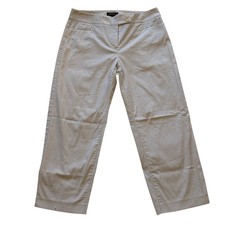 Vintage Womyn Crop Pants Womens 12 Beige USA Made High Rise Flap Pocket Chino