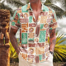 Custom Face Photo Hawaiian Shirt Personalized Tiki Summer Beach Vacation Gift