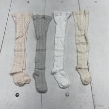 WATOCHE Socks Girls 4T Multi Color Knit Knee High Bow Pointelle 4 Pairs