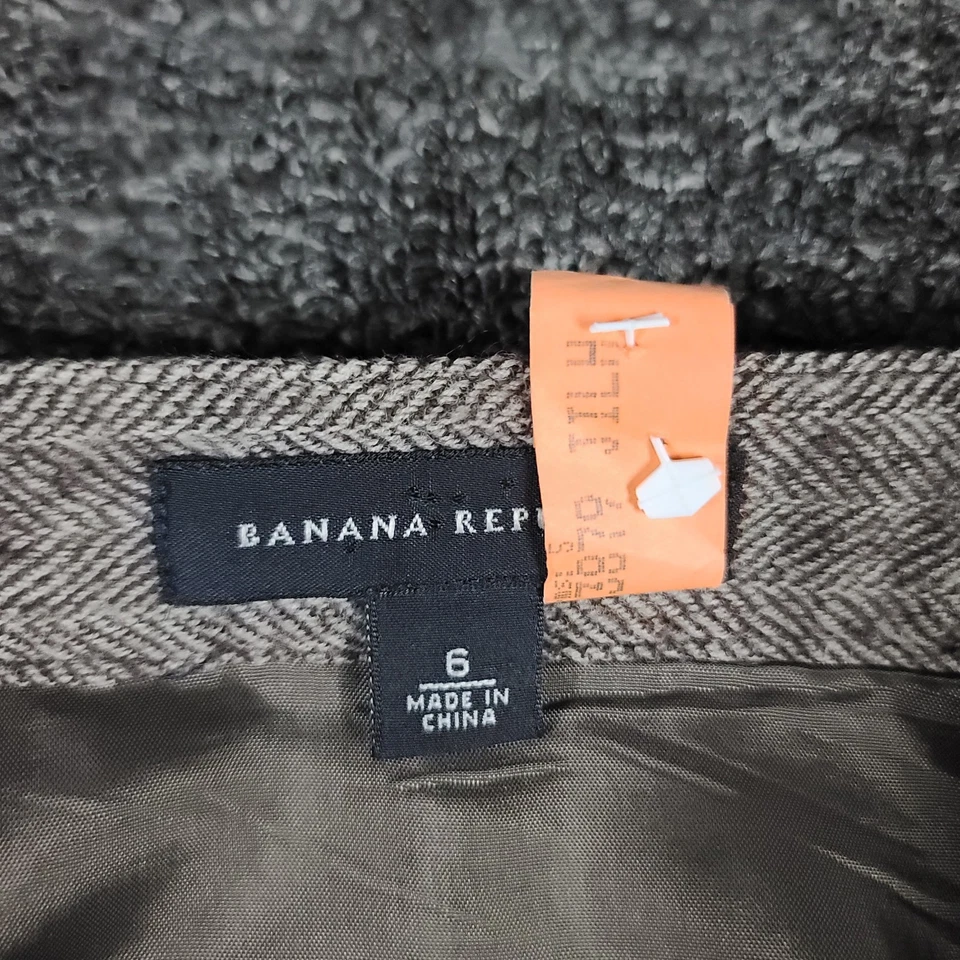 Wool Skirt Womens 6 Gray Banana Republic Pleated Flared Lined Side Zip Business - Image 2 of 4