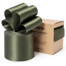 Moss Green Satin Ribbon 2-1/2 Inch x 10 Yards Double-Faced Wired Gift Wrap