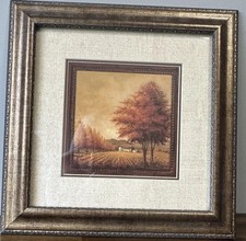 Framed Rustic Farmhouse Autumn Landscape Wall Art Print 13x13