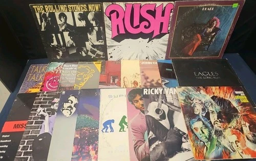 20 VINYL RECORD LOT  RUSH + JANIS JOPLIN + ROLLING STONES + CANNED HEAT + EAGLES