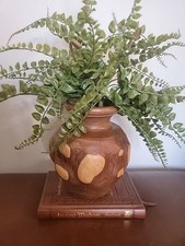 Vintage Hand Turned Knotty Burl Wood Vase Rustic Art 7"